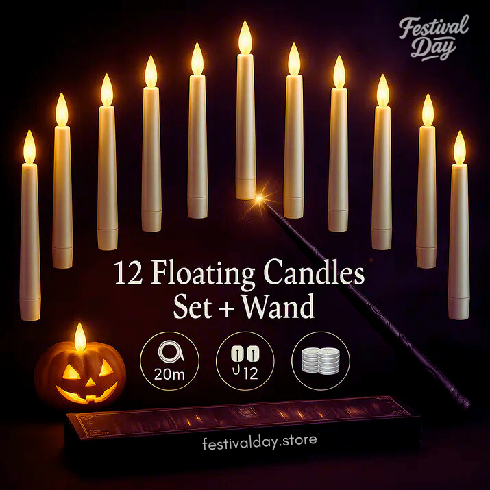 Floating Candles Set with Magic Wand